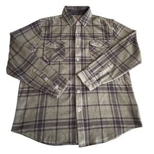 Freedom Foundry Mens Fleece Shirt Jacket Green Plaid Medium Gorpcore